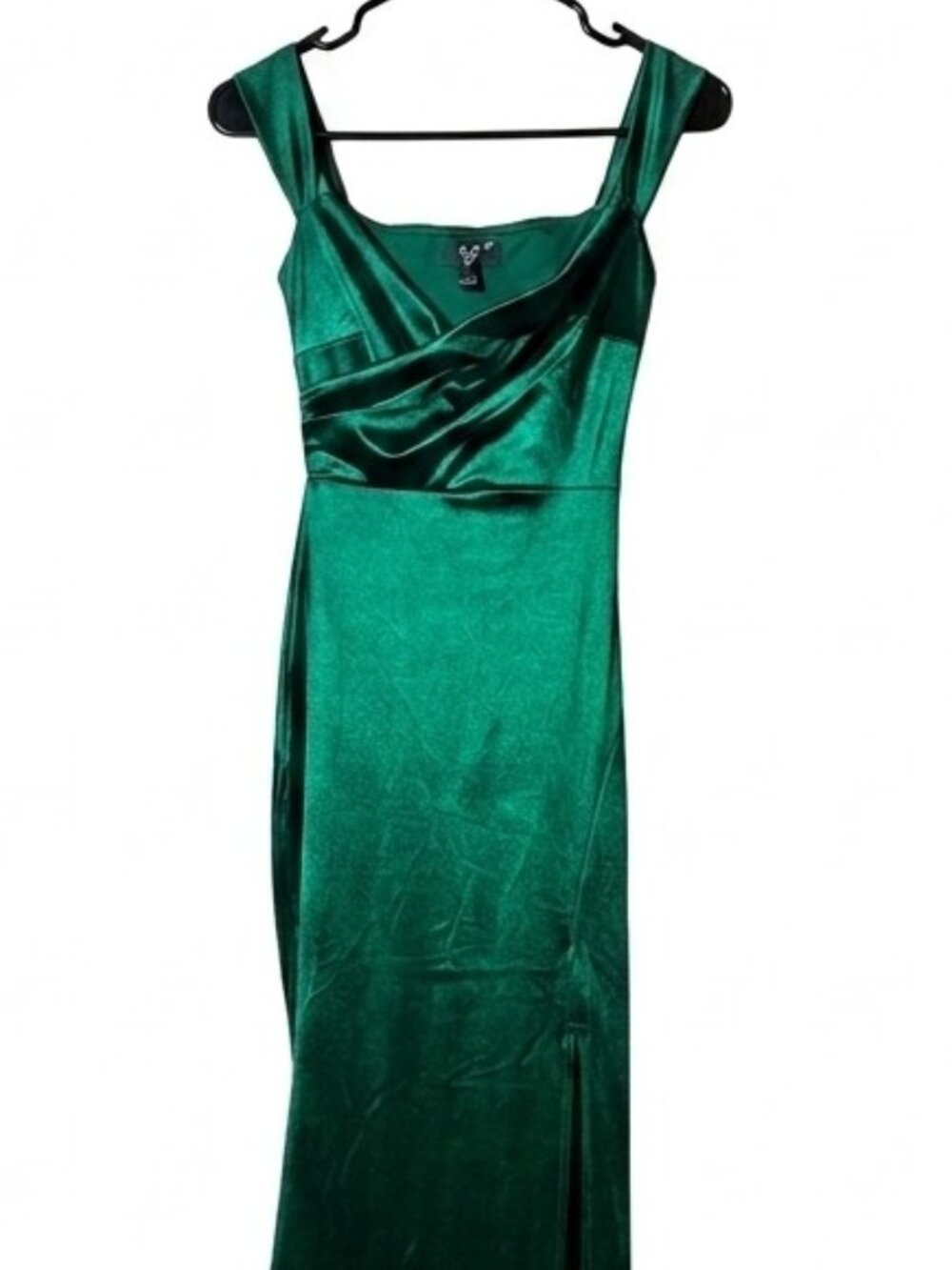 Windsor Carlie Satin Slit Mermaid Formal Gown Dress Emerald Green Size XS